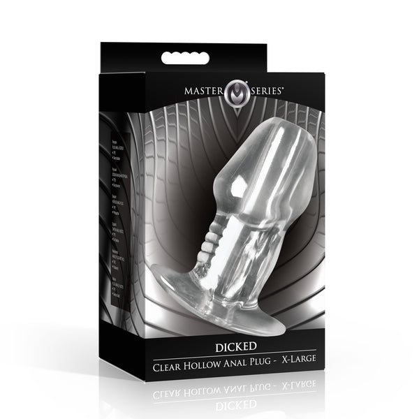 Dicked Clear Hollow Anal Plug - X-Large