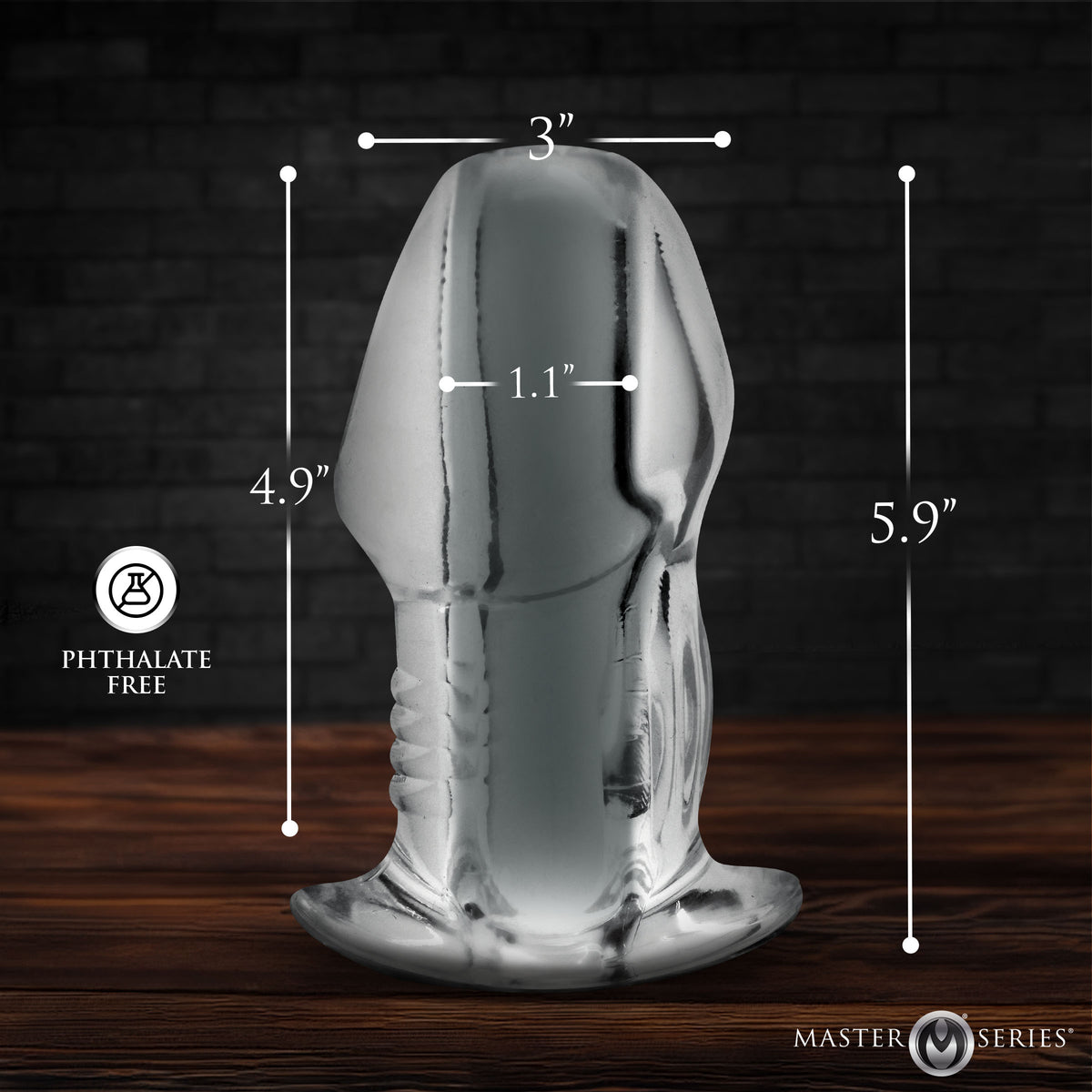 Dicked Clear Hollow Anal Plug - X-Large