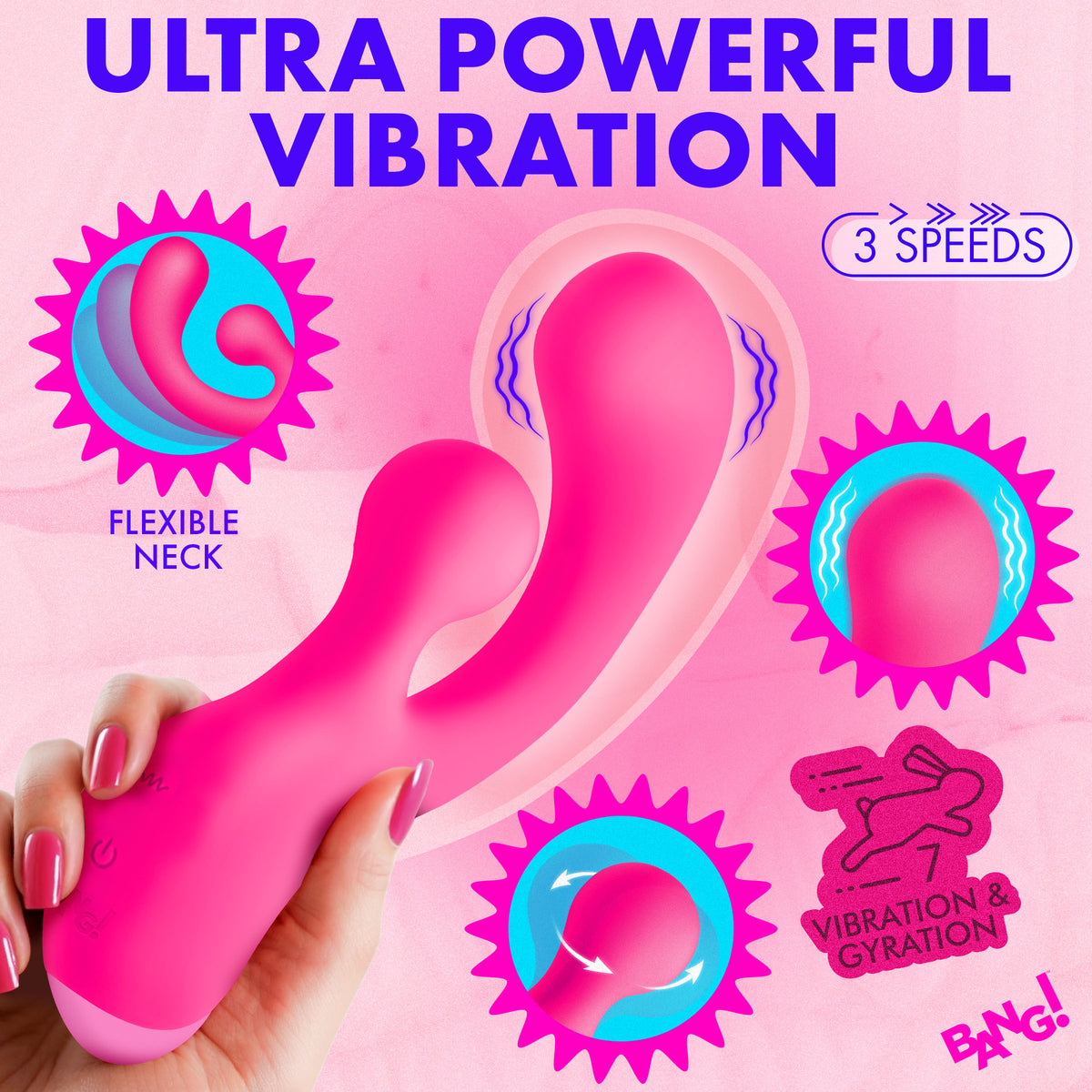 Gyro Rabbit Silicone Vibrator - Pink