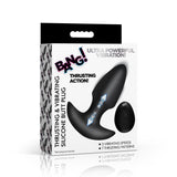 Thrusting & Vibrating Silicone Butt Plug - Black