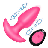 Thrusting & Vibrating Silicone Butt Plug - Pink
