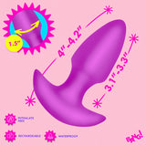 Thrusting & Vibrating Silicone Butt Plug - Purple