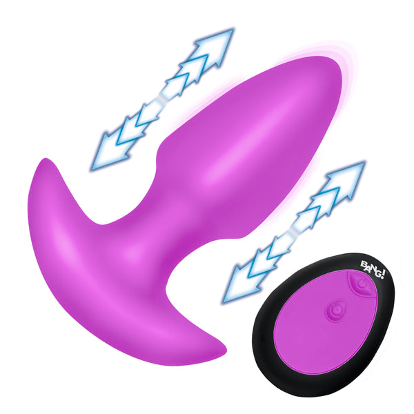 Thrusting & Vibrating Silicone Butt Plug - Purple