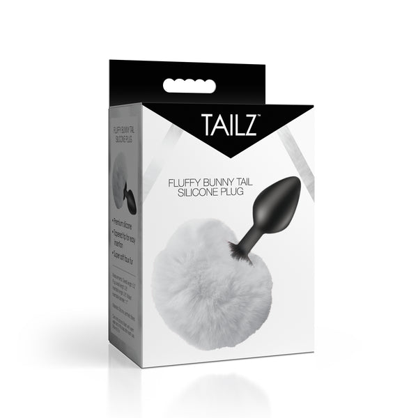 Fluffy Bunny Tail Silicone Plug - White