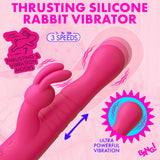 Thrusting Silicone Rabbit Vibrator - Pink