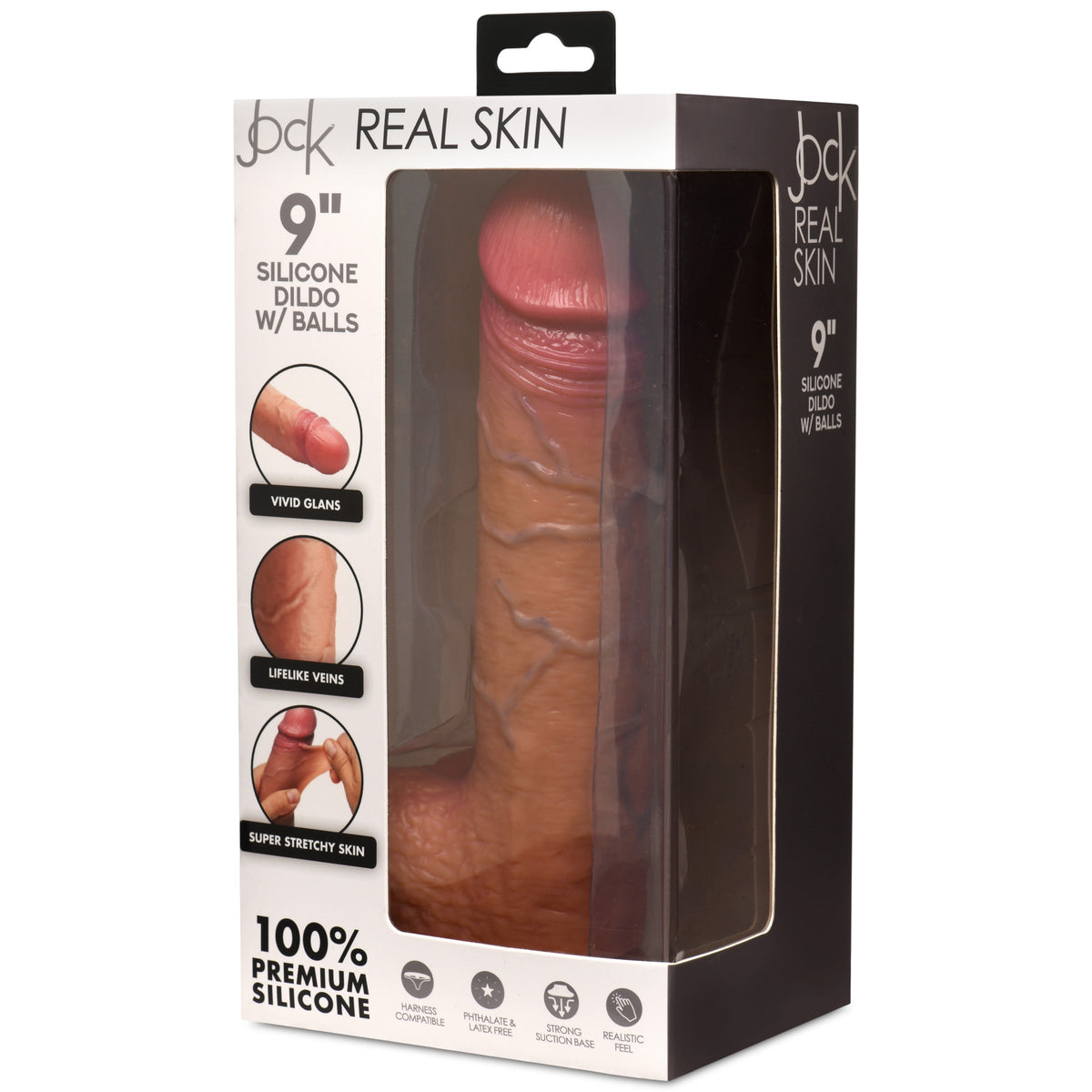 9 Inch Real Skin Silicone Dildo with Balls - Medium