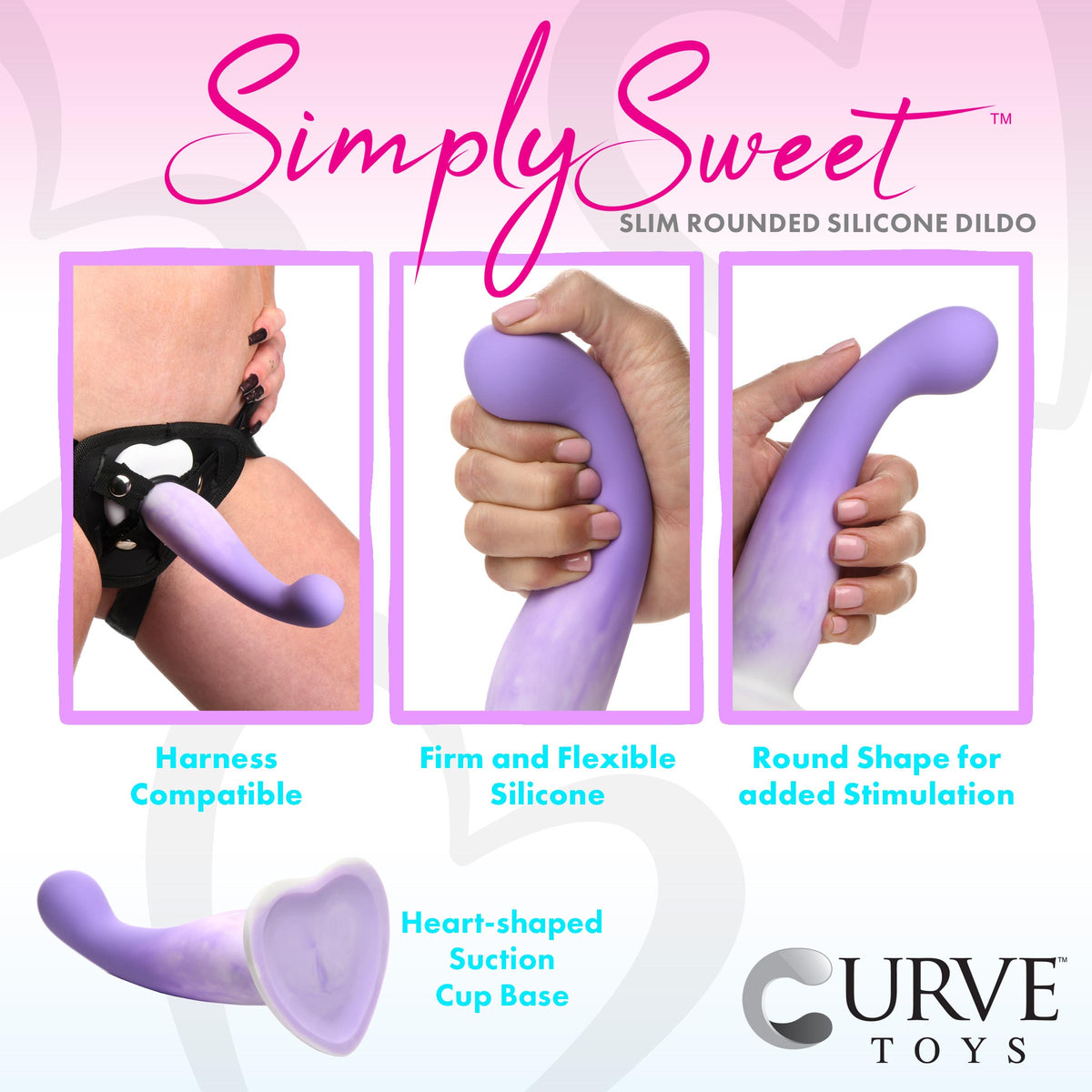 Slim G-Spot Silicone Purple and White Dildo