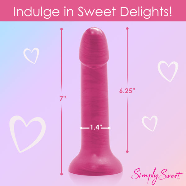 Metallic Silicone 7 Inch Dildo - Pink