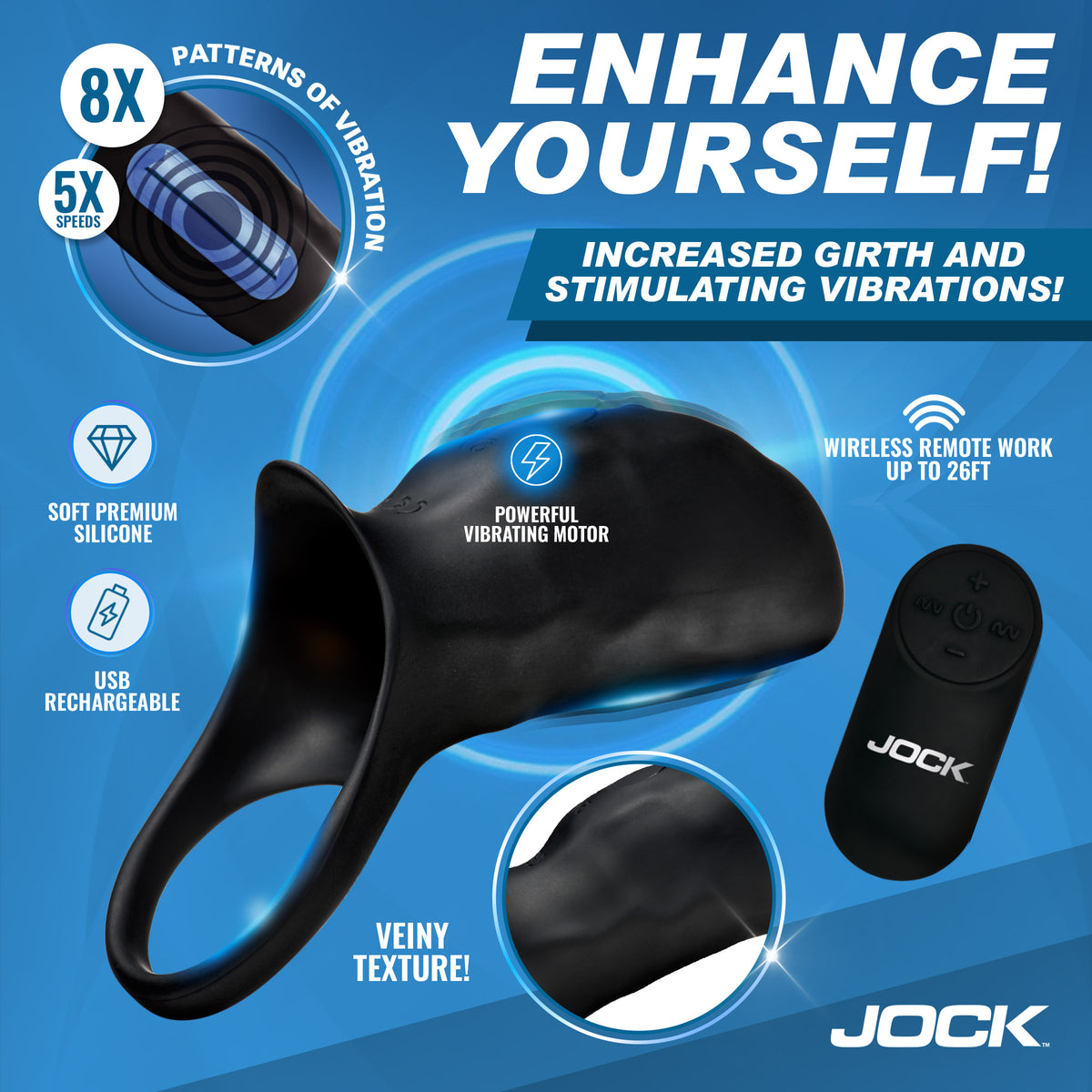 Surge Vibrating Penis Sleeve C-Ring w/ Remote