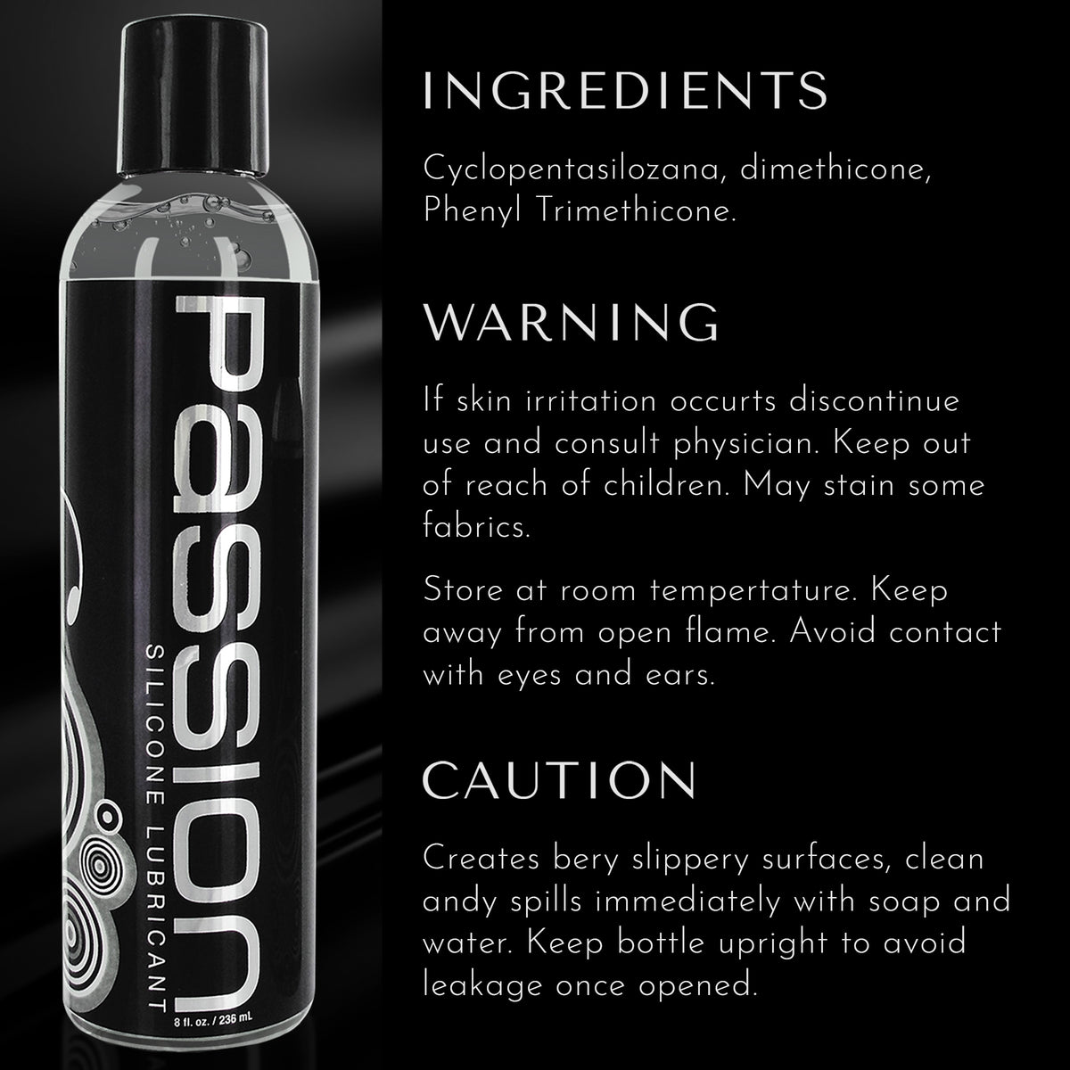 Passion Premium Silicone Lubricant - 8 oz