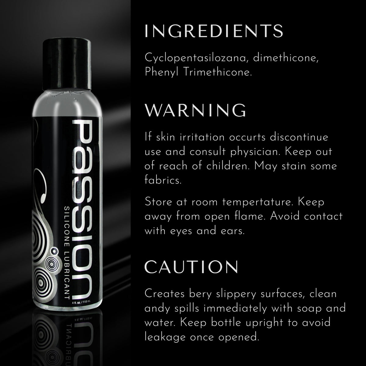 Passion Premium Silicone Lubricant - 4 oz