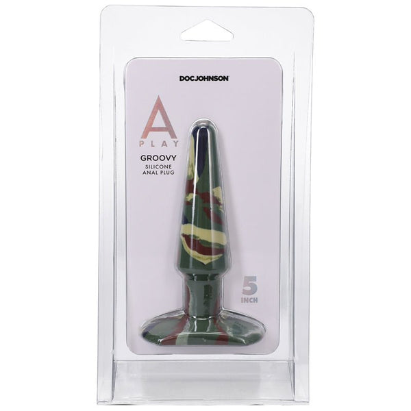 A - Play Groovy 5 in. Silicone Anal Plug Camouflage - Royal Sins
