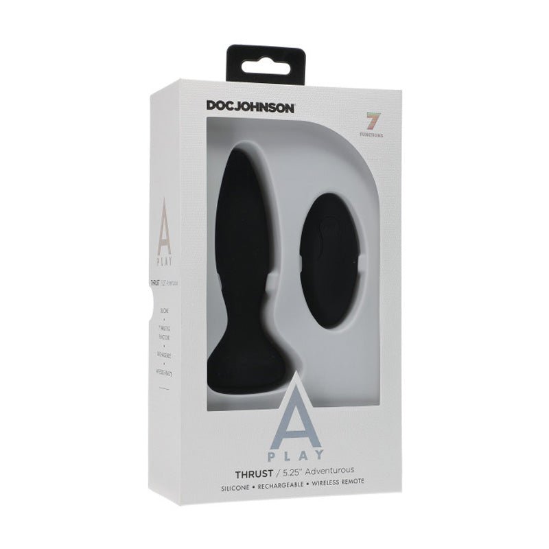 A - Play Thrust Adventurous Rechargeable Silicone Anal Plug with Remote Black - Royal Sins
