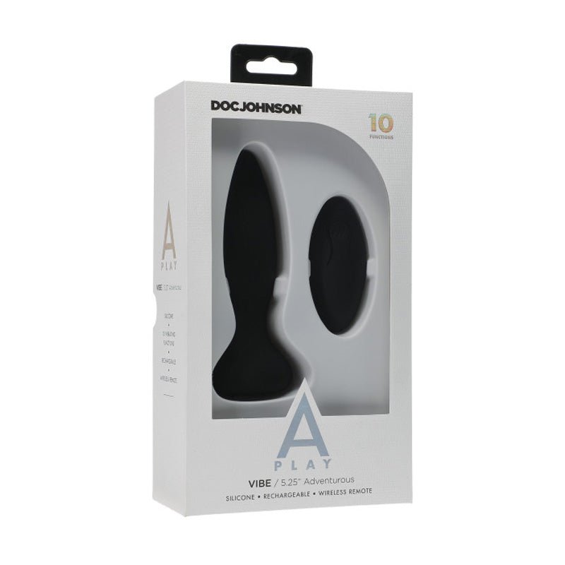 A - Play Vibe Adventurous Rechargeable Silicone Anal Plug with Remote Black - Royal Sins