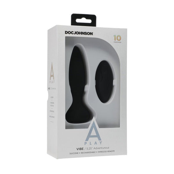 A - Play Vibe Adventurous Rechargeable Silicone Anal Plug with Remote Black - Royal Sins