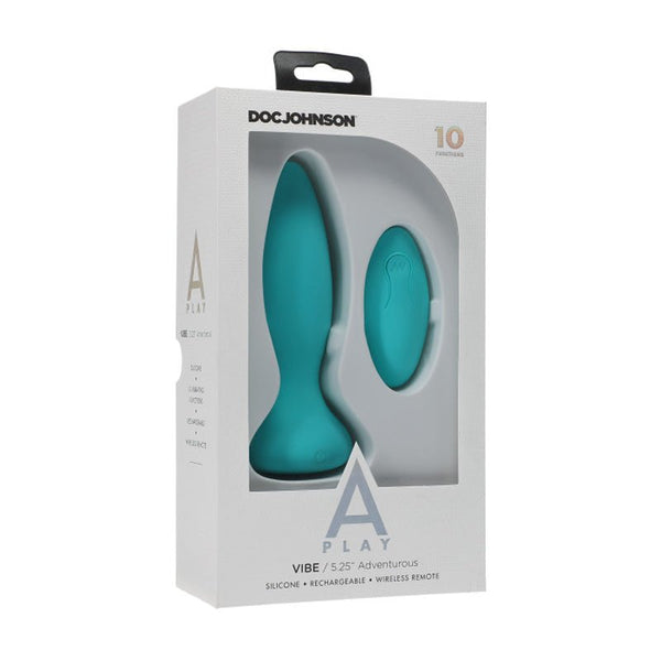 A - Play Vibe Adventurous Rechargeable Silicone Anal Plug with Remote Teal - Royal Sins