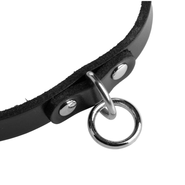 Unisex Leather Choker with O-Ring - SM