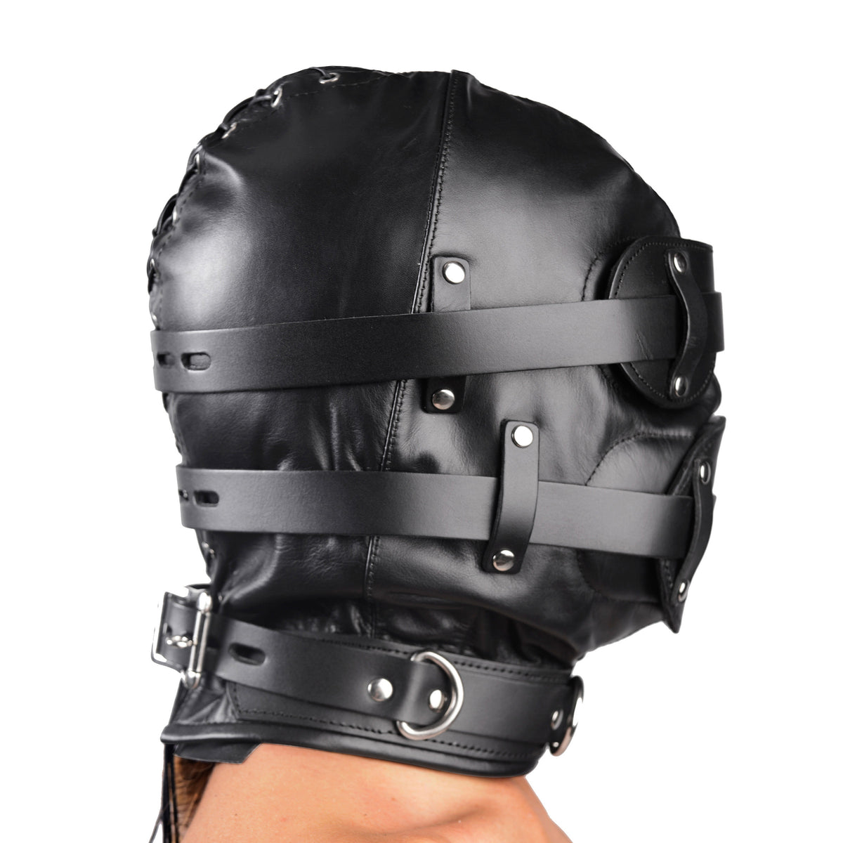 Total Lockdown Leather Hood - SmallMedium