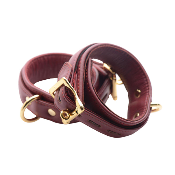 Strict Leather Luxury Burgundy Locking Ankle Cuffs