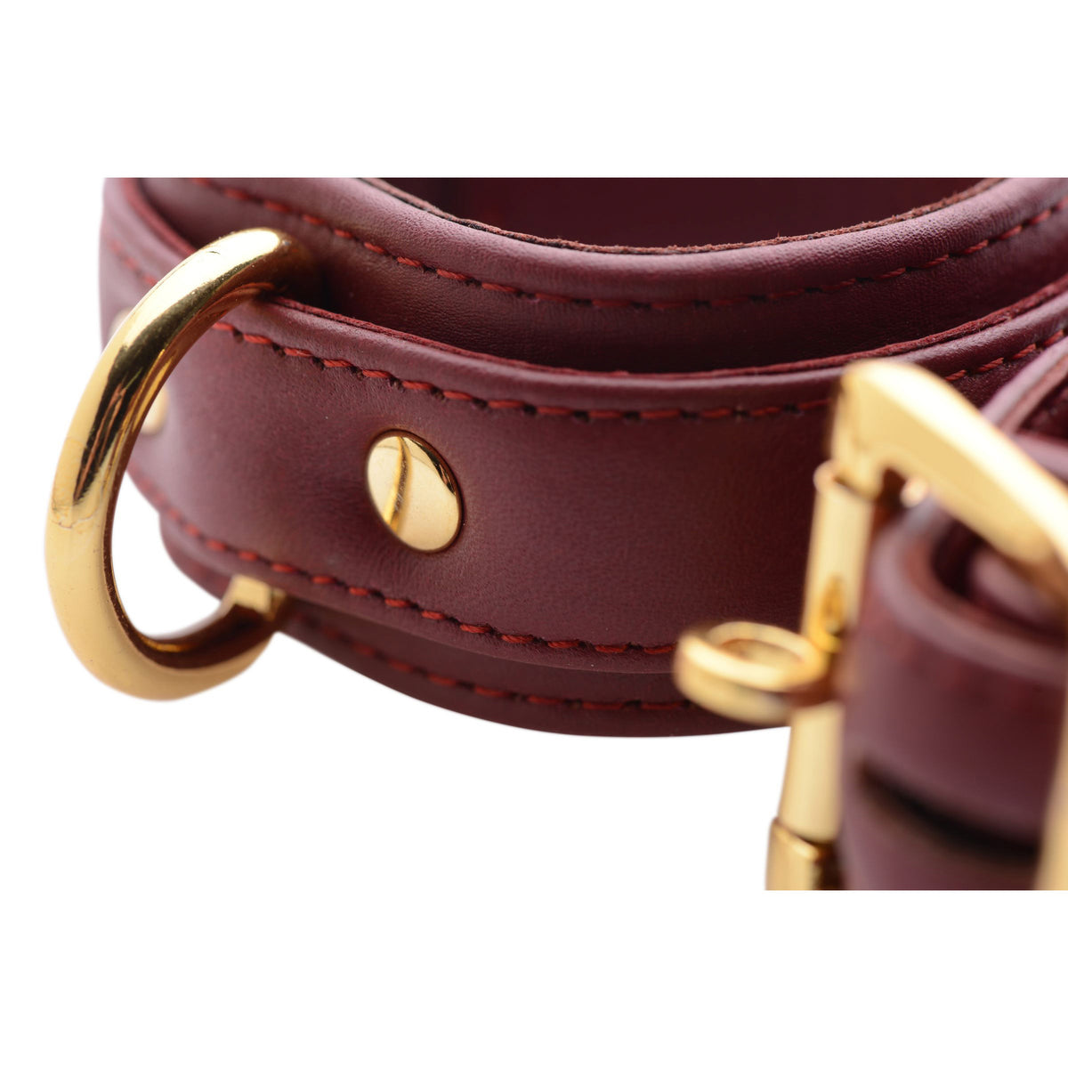 Strict Leather Luxury Burgundy Locking Ankle Cuffs