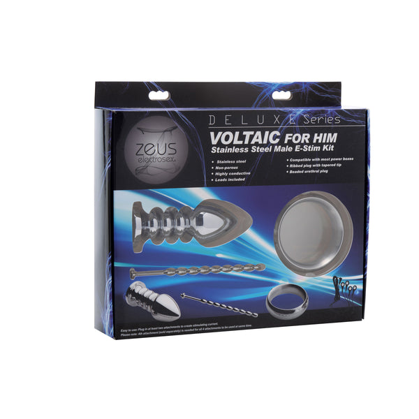 Zeus Deluxe Series Voltaic For Him Stainless Steel Male E-stim Kit