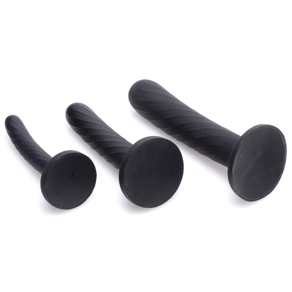 Trinity Strap-On Silicone 3 Piece Dildo Set - Black