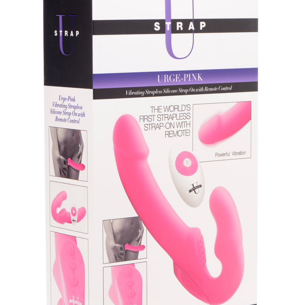 Urge Silicone Strapless Strap On With Remote- Pink