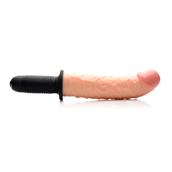 The Curved Dicktator 13 Mode Vibrating Giant Dildo Thruster - Flesh