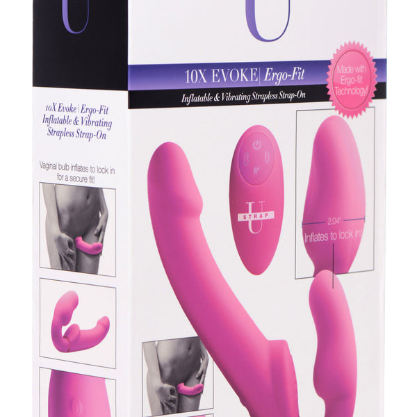 Worlds First Remote Control Inflatable Vibrating Silicone Ergo Fit Strapless Strap-On