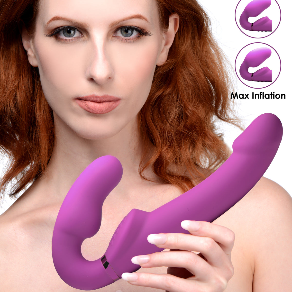 Worlds First Remote Control Inflatable Vibrating Silicone Ergo Fit Strapless Strap-On