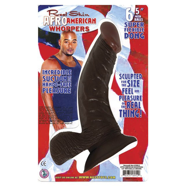 Afro American Whoppers 6.5in. Flexible Dong with Balls - Royal Sins