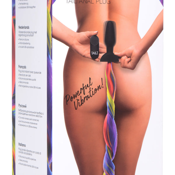 Remote Control Vibrating Rainbow Pony Tail Anal Plug