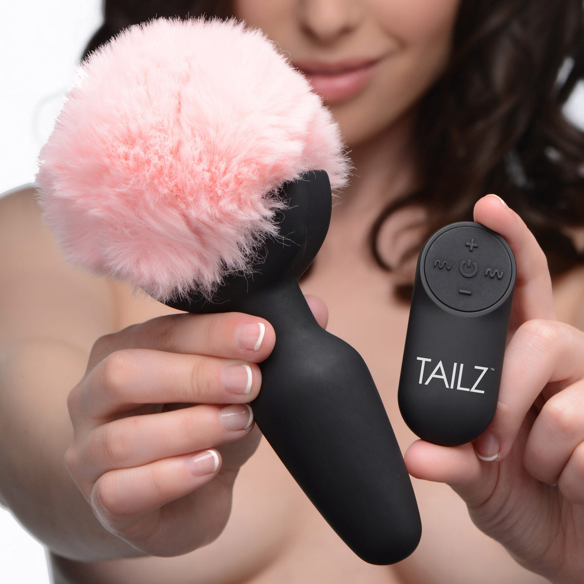 Remote Control Vibrating Pink Bunny Tail Anal Plug