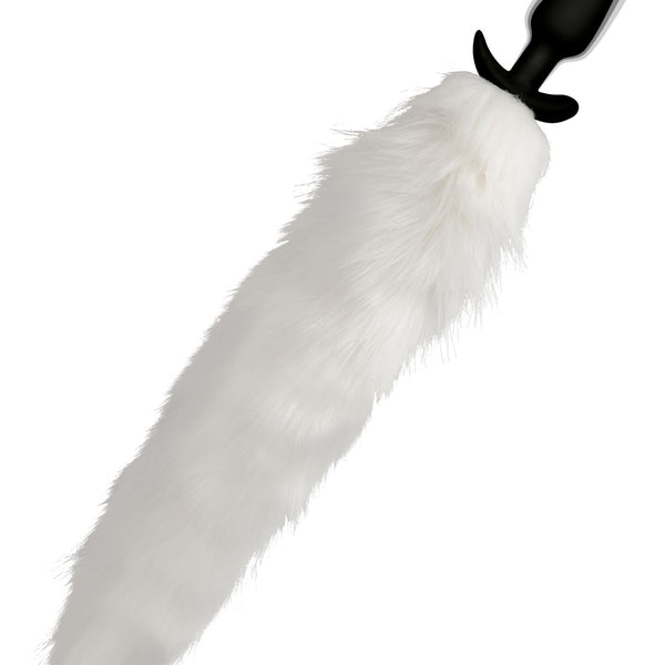 Vibrating White Fox Tail Slender Anal Plug