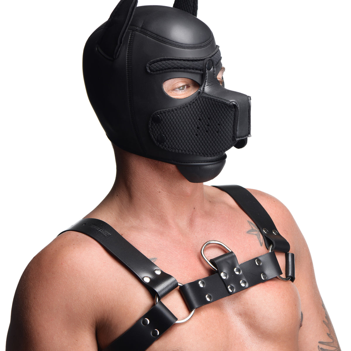 Spike Neoprene Puppy Hood - Black