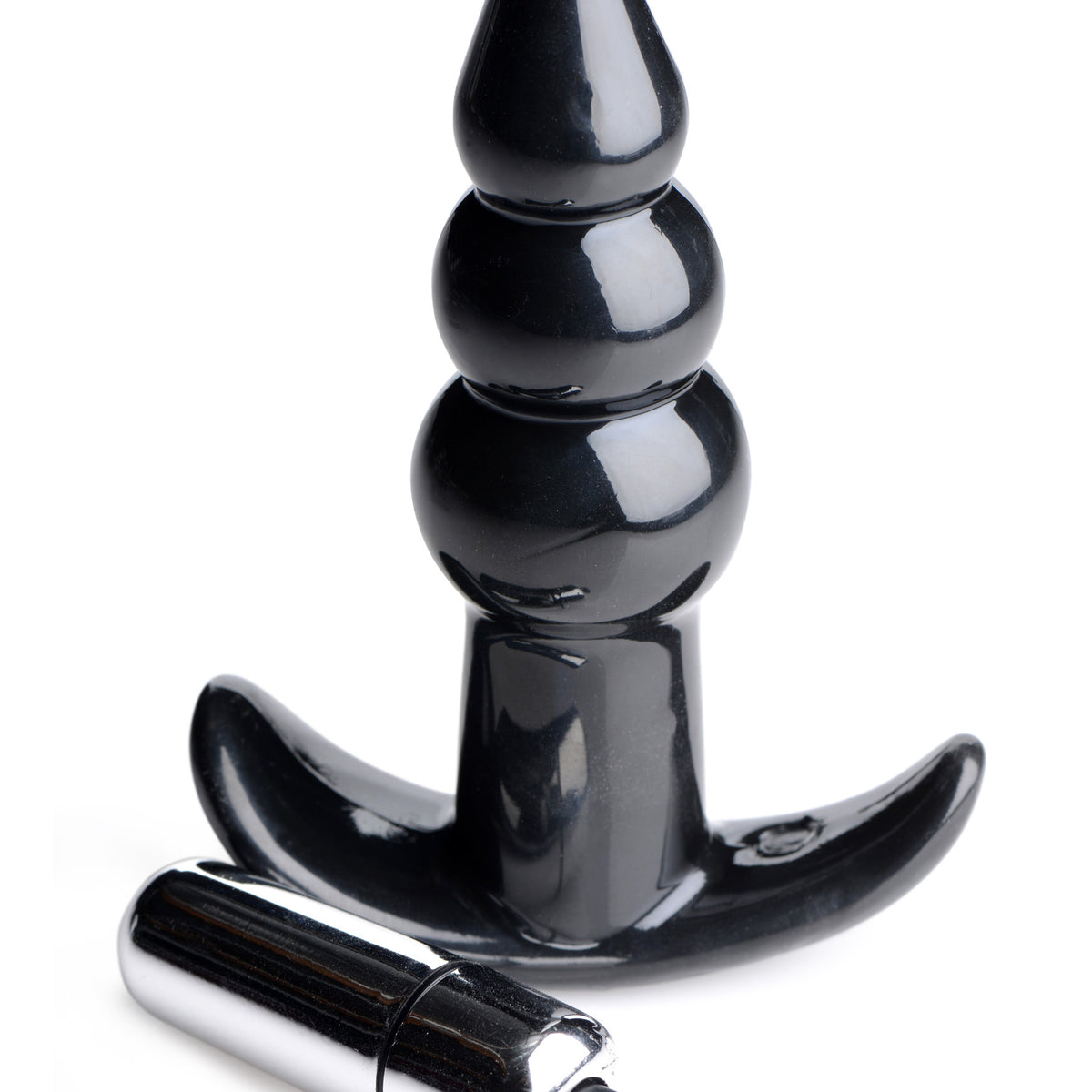 Ribbed Vibrating Butt Plug - Black