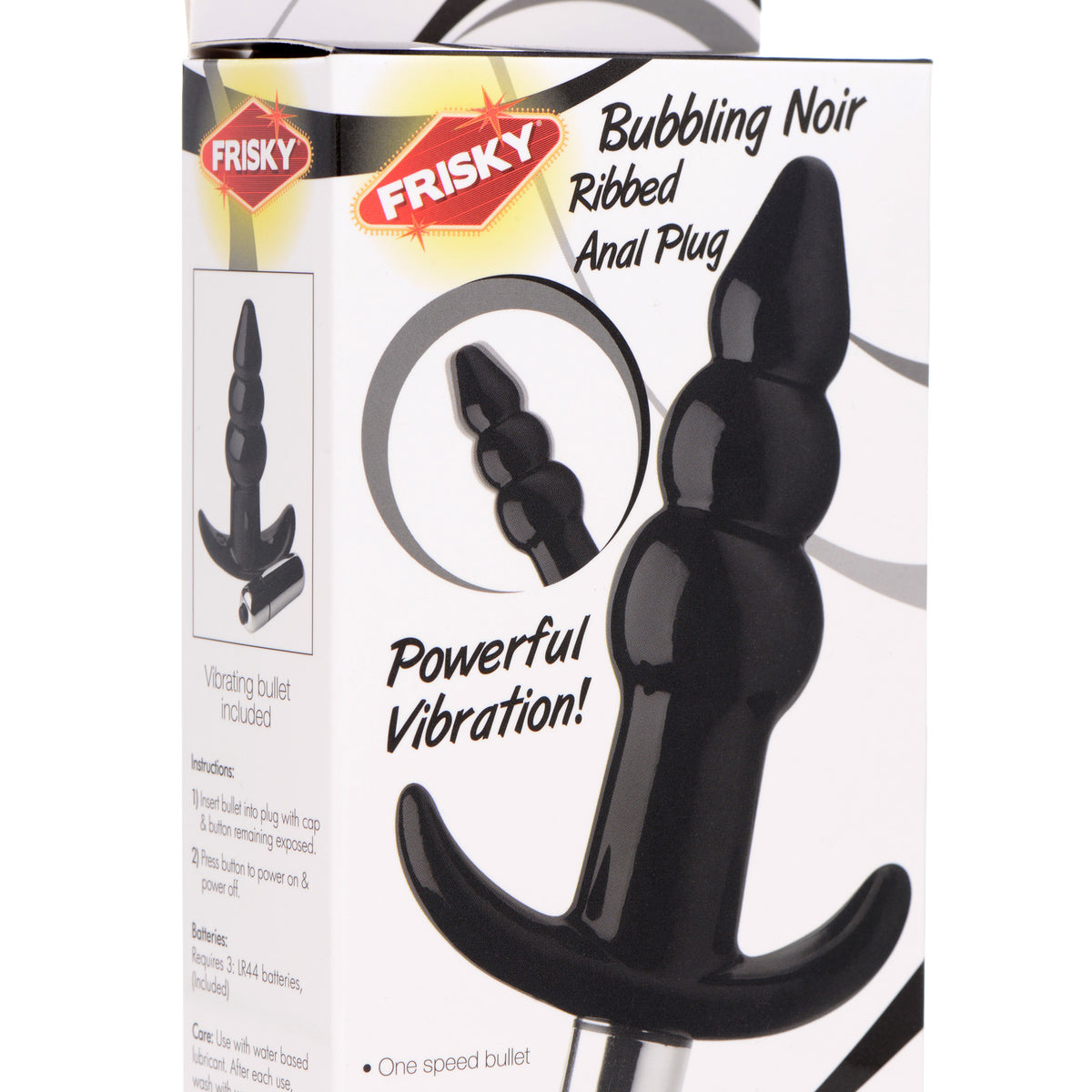 Ribbed Vibrating Butt Plug - Black