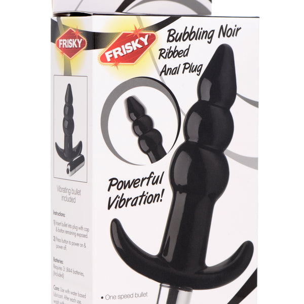 Ribbed Vibrating Butt Plug - Black