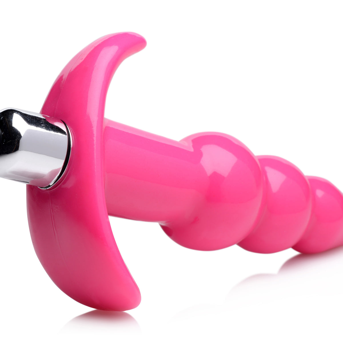 Ribbed Vibrating Butt Plug - Pink