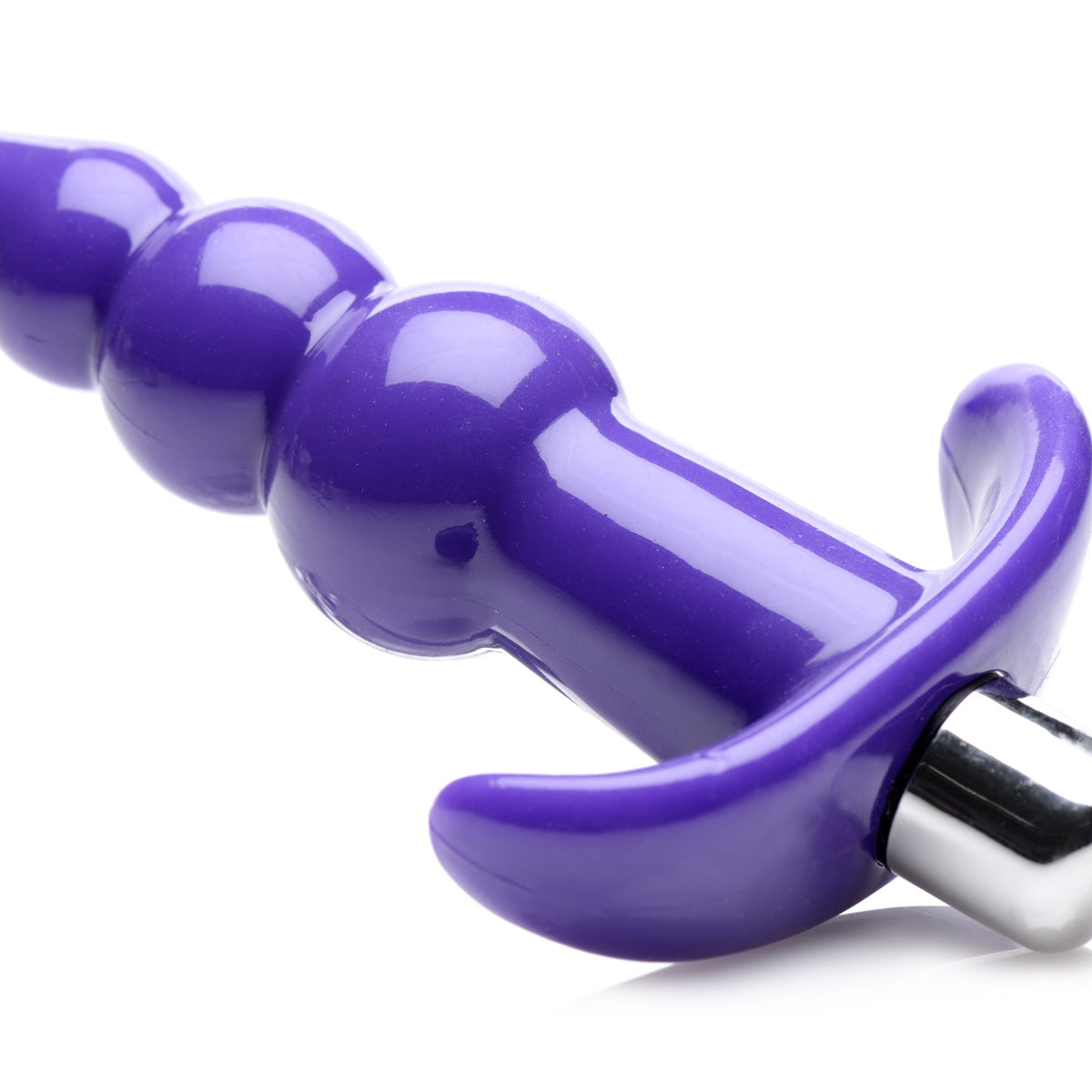 Ribbed Vibrating Butt Plug - Purple