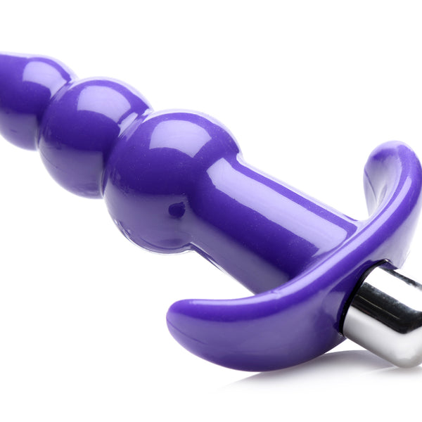 Ribbed Vibrating Butt Plug - Purple