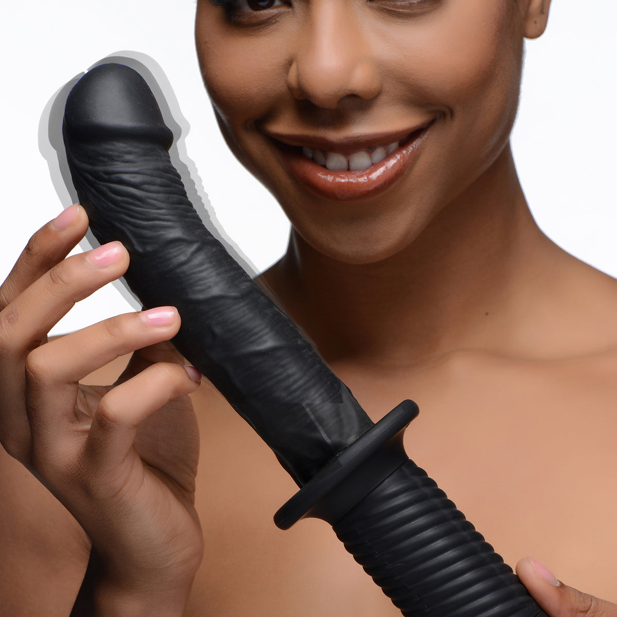 The Large Realistic 10X Silicone Vibrator with Handle