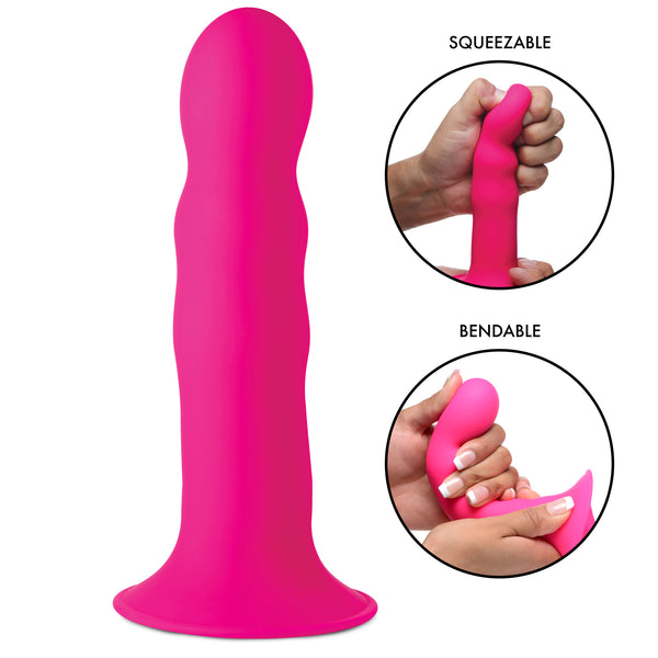 Squeezable Wavy Dildo - Pink