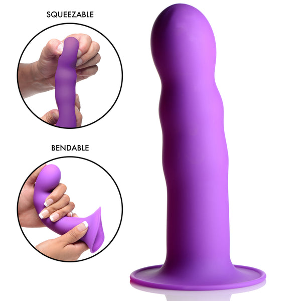 Squeezable Wavy Dildo - Purple