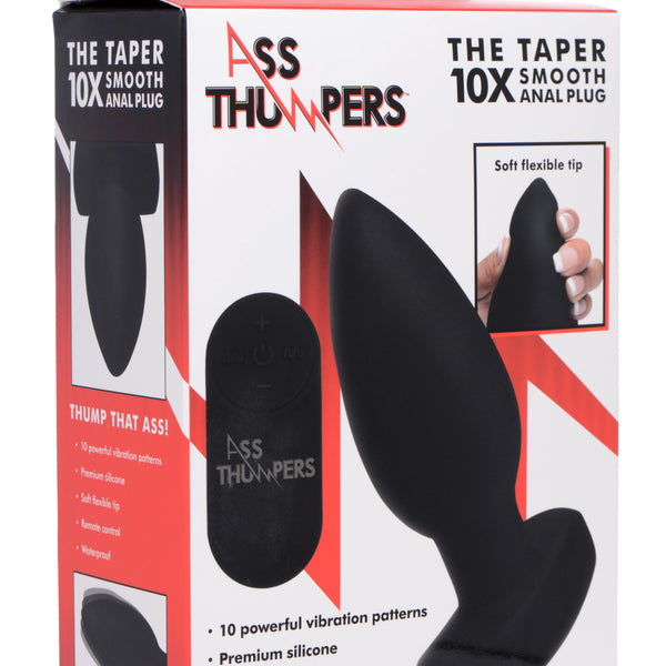 The Taper 10X Smooth Silicone Remote Control Vibrating Butt Plug