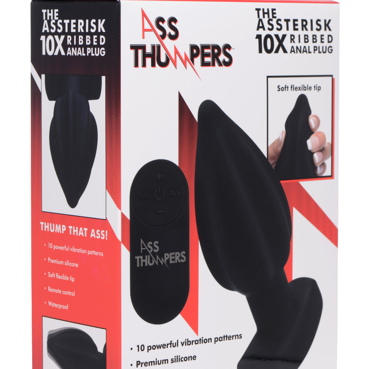 The Assterisk 10X Ribbed Silicone Remote Control Vibrating Butt Plug