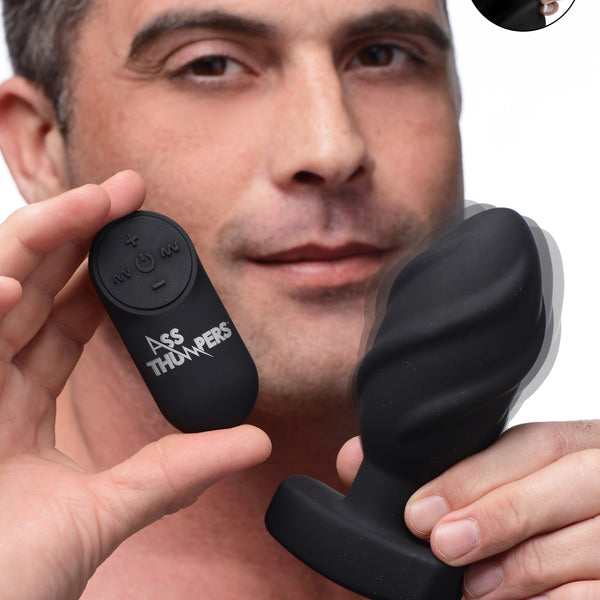 The Driller 10X Swirled Silicone Remote Control Vibrating Butt Plug