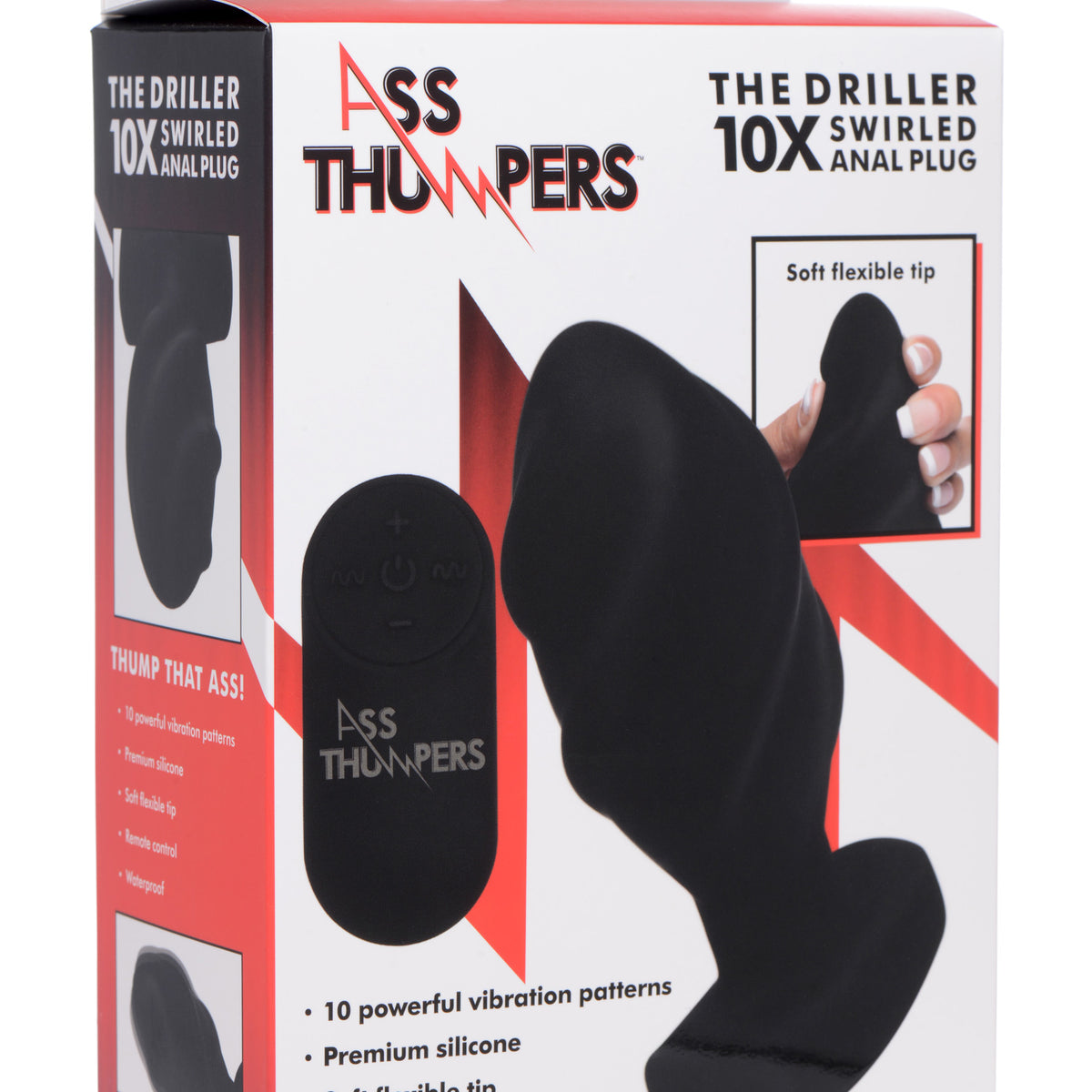 The Driller 10X Swirled Silicone Remote Control Vibrating Butt Plug