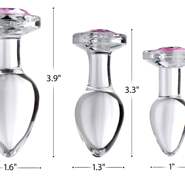 Pink Gem Glass Anal Plug - Large