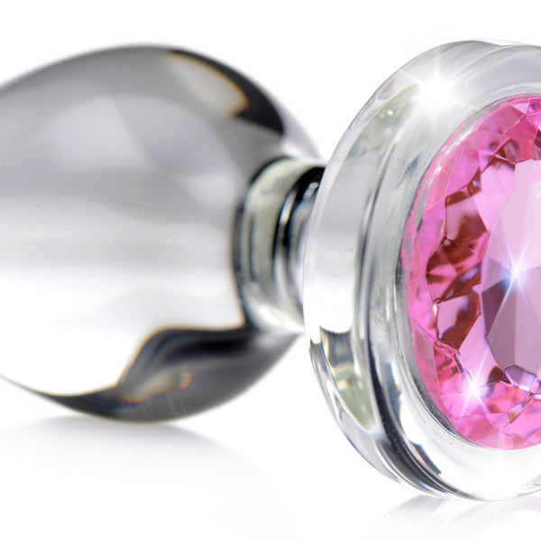 Pink Gem Glass Anal Plug - Large